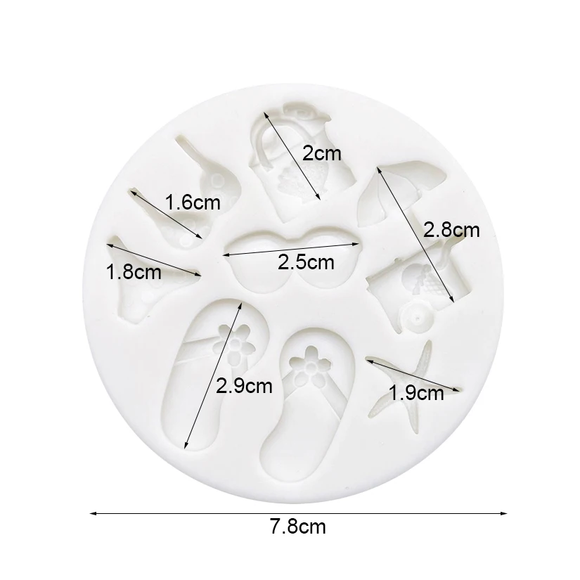 Bikini Slippers Sun Umbrella Beach Silicone Sugarcraft Mold Chocolate Cupcake Baking Fondant Cake Decorating Tools