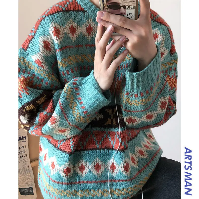 Autumn 2023 New Light Luxury Fashion Sweater Men Loose Trendy Korean Version Couple Sweaters All-match Boutique Clothing