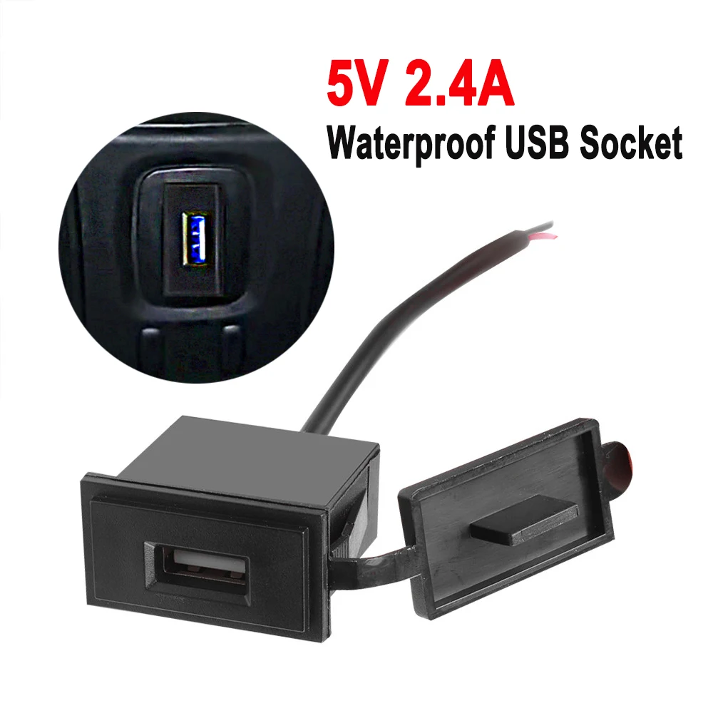 Mini Usb Charger Socket 2.4A 12v For Motorcycle Auto Truck ATV Boat Car RV Bus Waterproof Power Adapter Outlet For All Phones