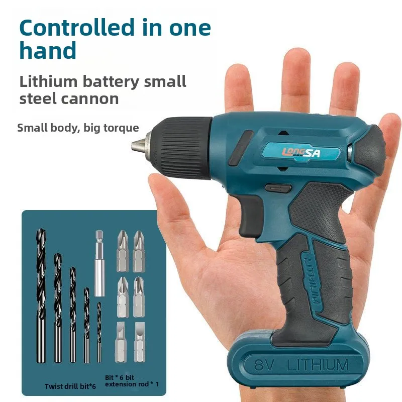 Continuously Variable Speed Electric Mini Cordless Impact Drill Electric Screwdriver Handheld Lithium-Ion Power Tool Household