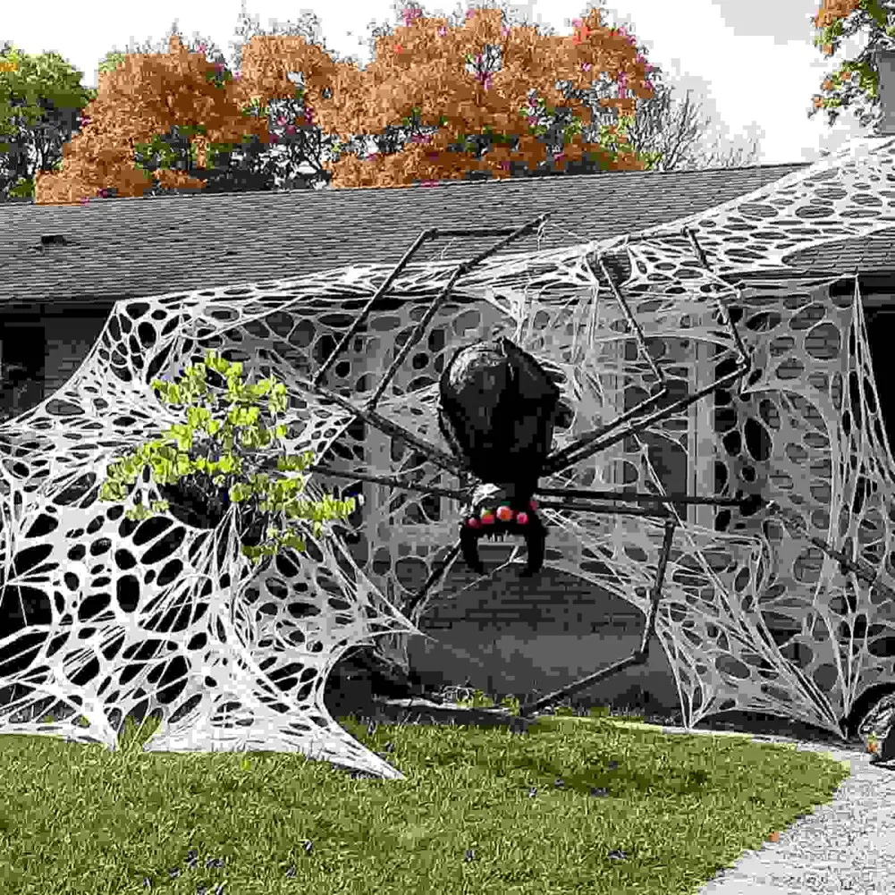 Halloween Decorations Artificial Spider Web Super Stretch Cobwebs Scary Party Scene Decor Horror House Props