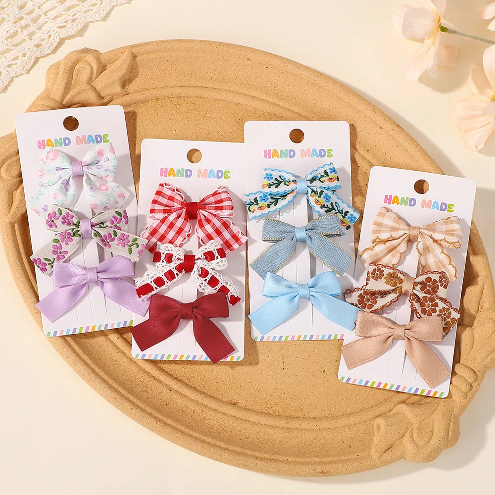 3 Teile/satz Schöne Blumen Stickerei Bögen Haar Clips für Baby Mädchen Trendy Handgemachte Kopfbedeckungen Blume Haarnadeln Kinder Haar Zubehör
