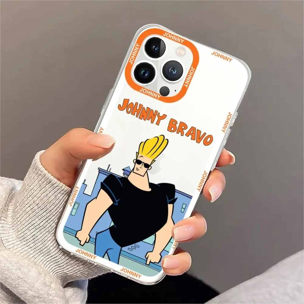 Johnny Bravo Phone Case For iPhone 11 12 Mini 13 14 15 Pro Max Transparent Shell