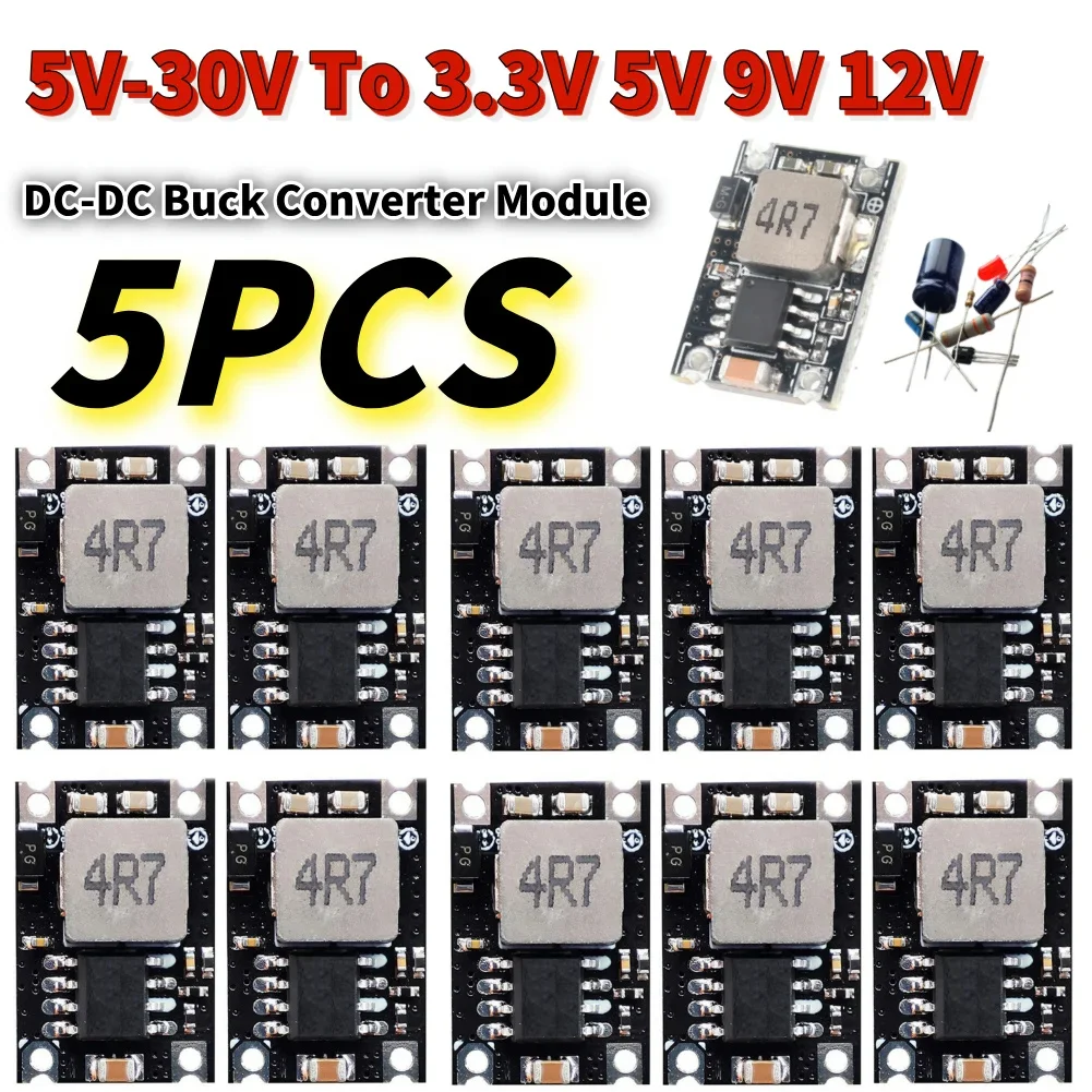 DC-DC-Ausgangs-Buck-Konverterplatine, einstellbare Spannungsplatine 5V-30V auf 3,3V 5V 9V 12V für das Laden von Auto- und Motorradbatterien