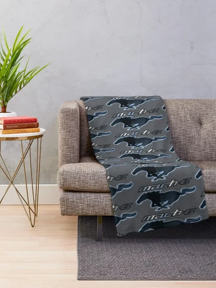 Mustang Mach-E Pony Badge Throw Blanket for sofa Decorative Sofas Sofas wednesday Blankets