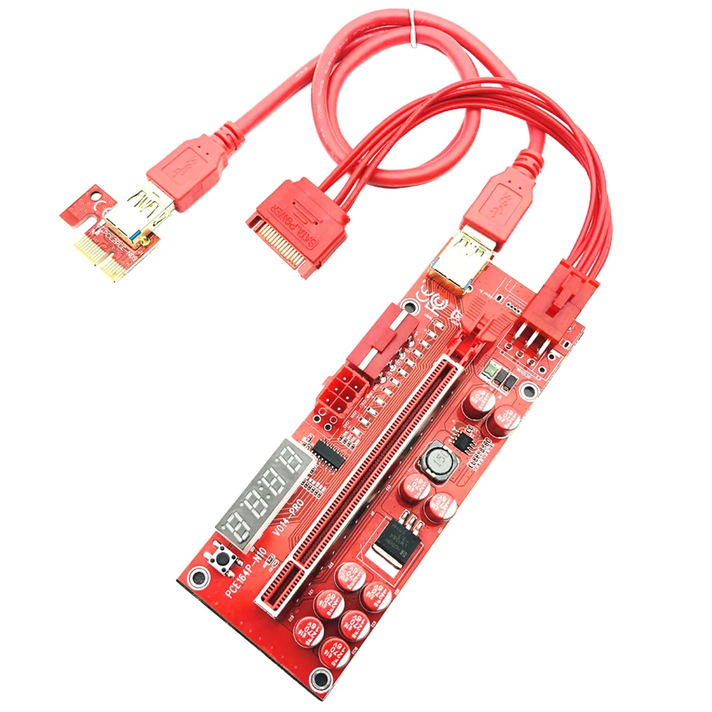 1-10PCS Riser 014 Pro PCIE Riser for Video Card Riser PCI Express X16 Extender USB 3.0 Dual 6Pin 4Pin Power for BTC Miner Mining
