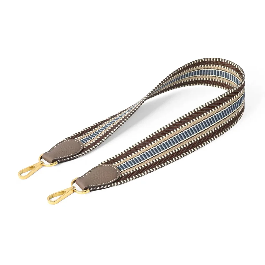 Alça de lona tecida de 5cm de largura com alça de ombro listrada costurada à mão de couro adequada para evelyn 29 bolsas de acessórios