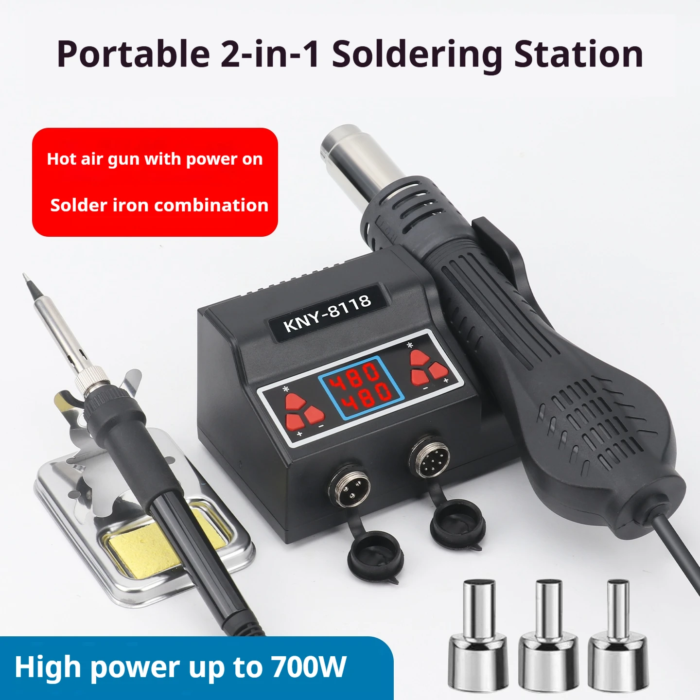 

Soldering iron heat gun 2 in 1 soldering table digital display 700W high power welding maintenance tool mobile phone computer