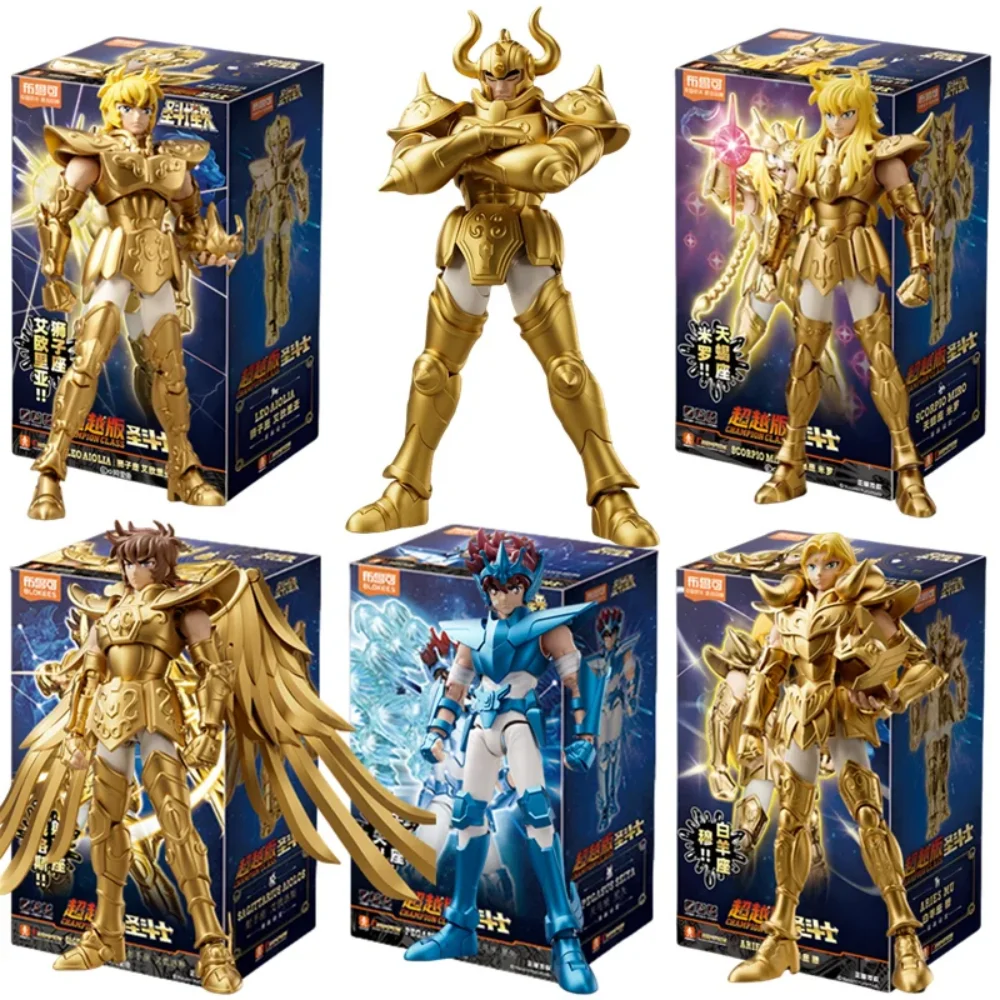 

In Stock Blokees Saint Seiya Aldebaran Siegfried Pegasus Action Figure Scorpio Milo Leo Aiolia Movable Anime Model Doll Toy Gift