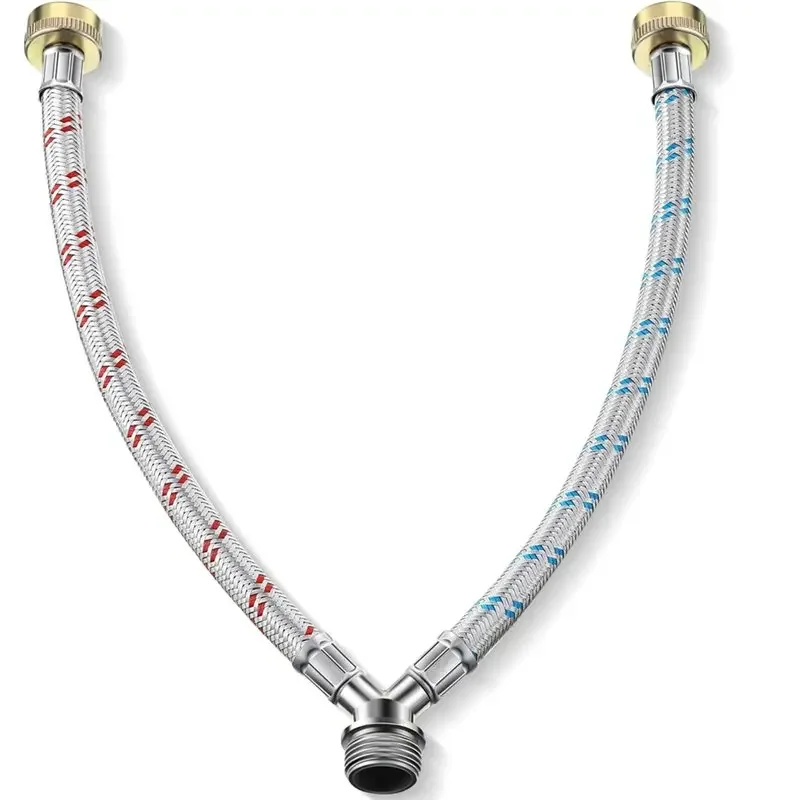 yes【HOT ITEMS】Y Hose Connector Mixer, Stainless Steel Split For Washing Machine, Line Connection For Hot And Cold Water Supply