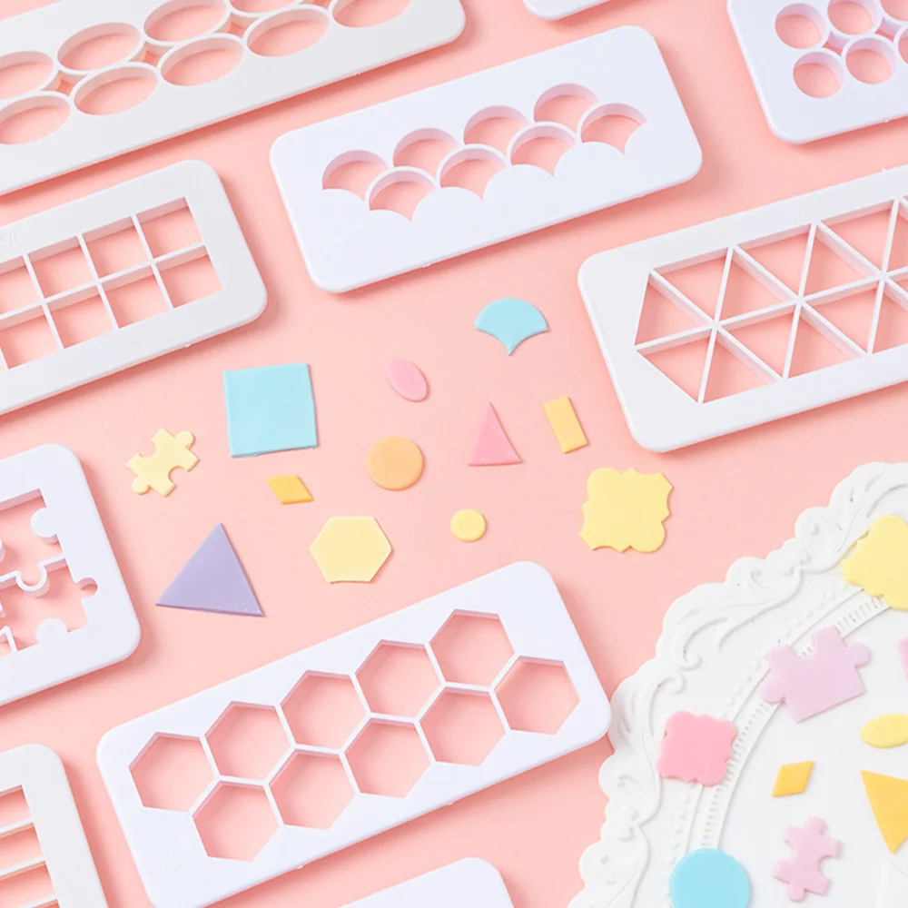 Kunststoffschneider in geometrischer Form mit 10 Mustern, 3 Größen, Fondant, Keksausstecher, kreative Kuchendekorationsformen