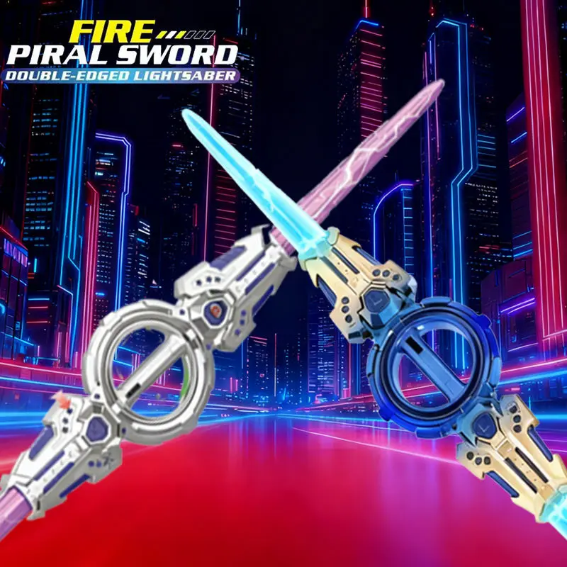 Espada giratória que muda de cor, brilho retrátil, sabre de luz giratório de borda dupla, flash de luz brilhante, cosplay, brinquedo infantil, presente