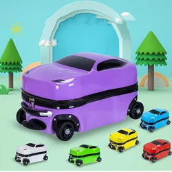 Children's Suitcase 18 Inch Cartoon Car Trolley Case Can Sit Ride Elementary School Student Travel Case 3-6-9 Years