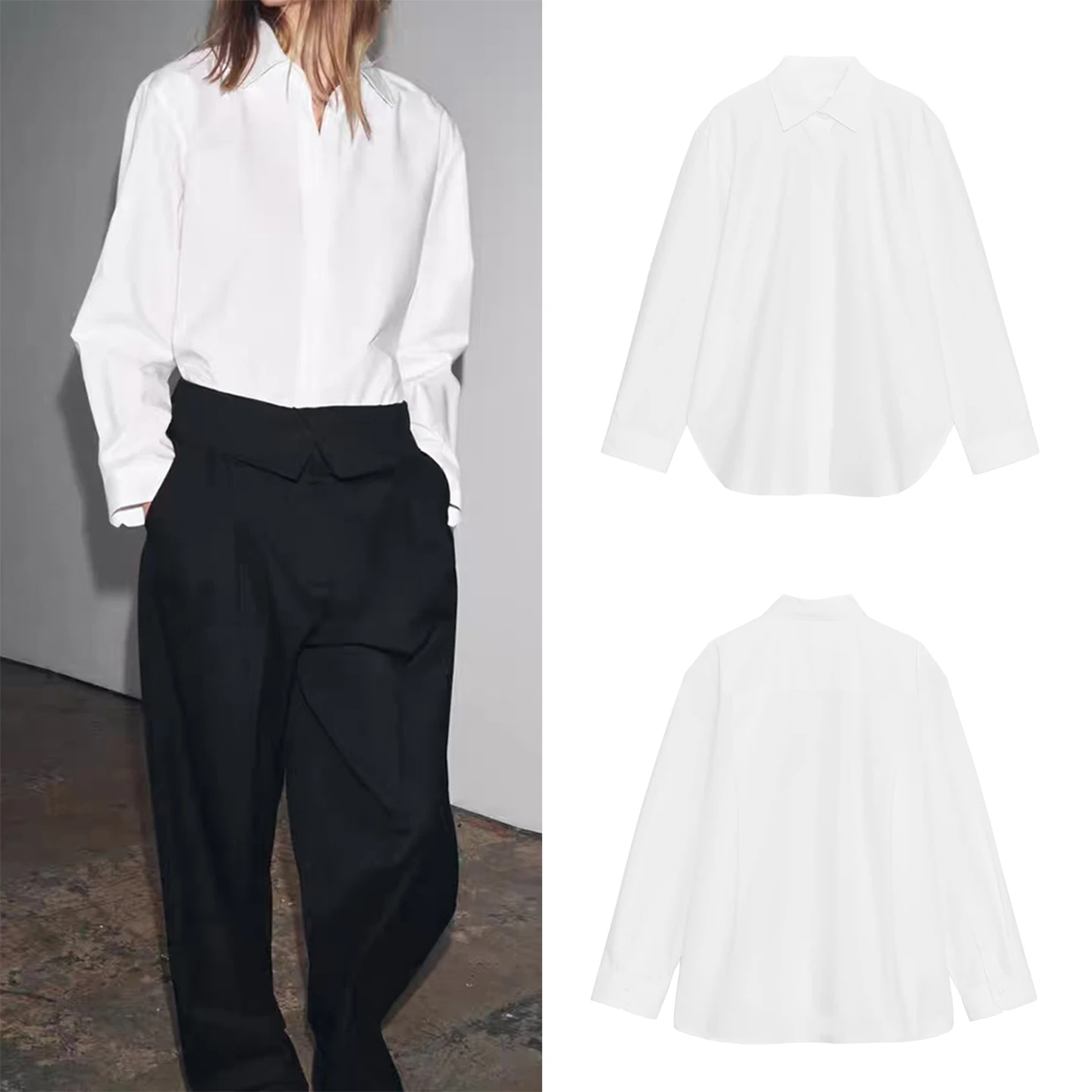 Z feminino Faion Personali Casual Sle Long Sve irt respirável confortável solto colarinho botão para baixo