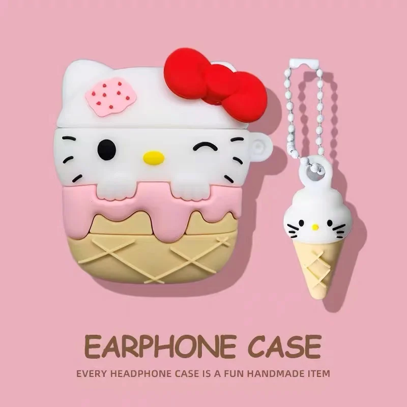 Cupcake gelato Kitty per Airpods 1 2 3 4 Pro Pro 2 Custodia per auricolari in silicone Accessori Cover
