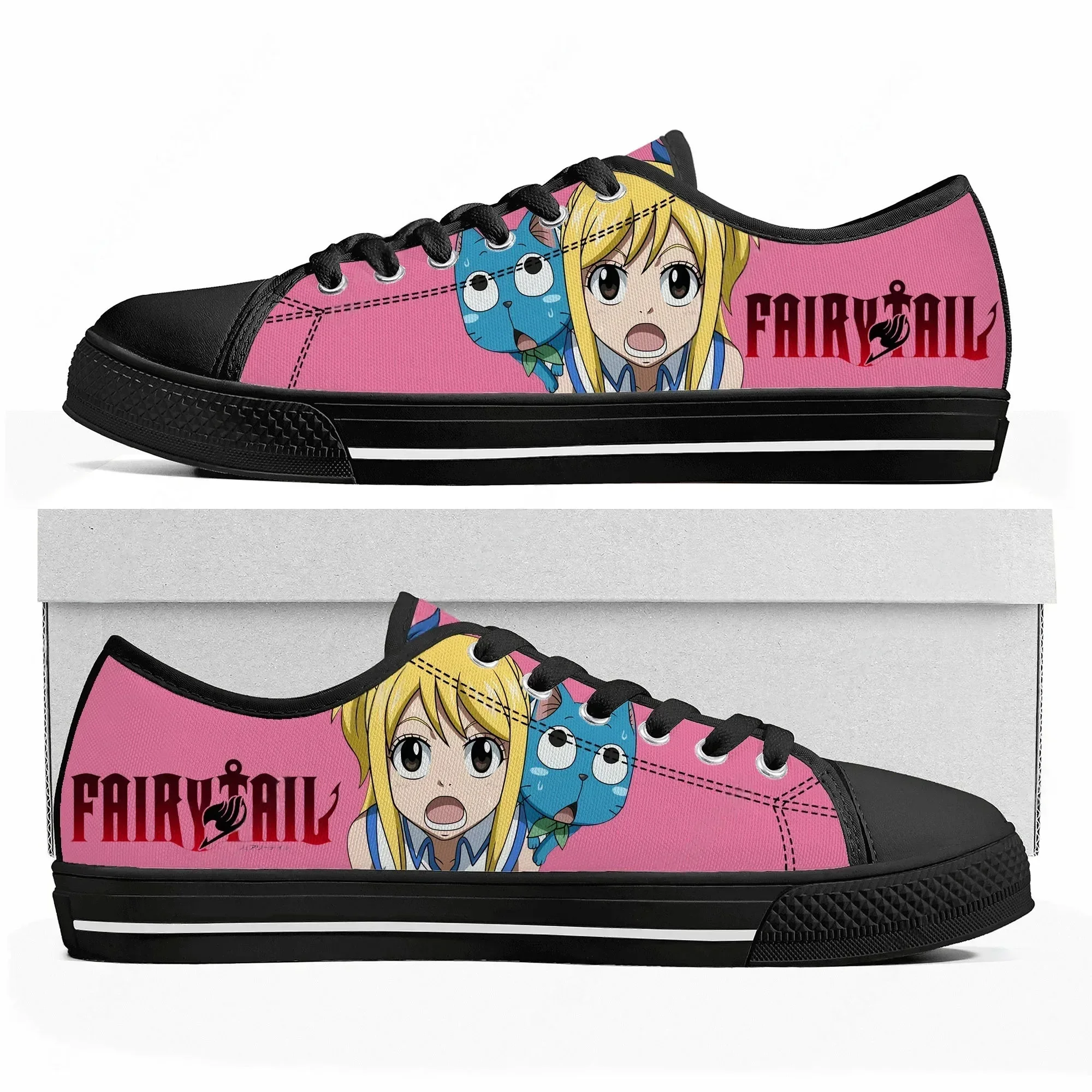 Lucy Heartfilia Cartoon Fairy Tail Zapatillas bajas de lona para hombre y mujer, zapatillas de lona de alta calidad para adolescentes, zapatos para parejas, zapatos personalizados