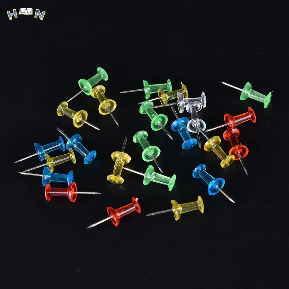 

100 шт., прозрачные разноцветные булавки для кнопок в ассортименте