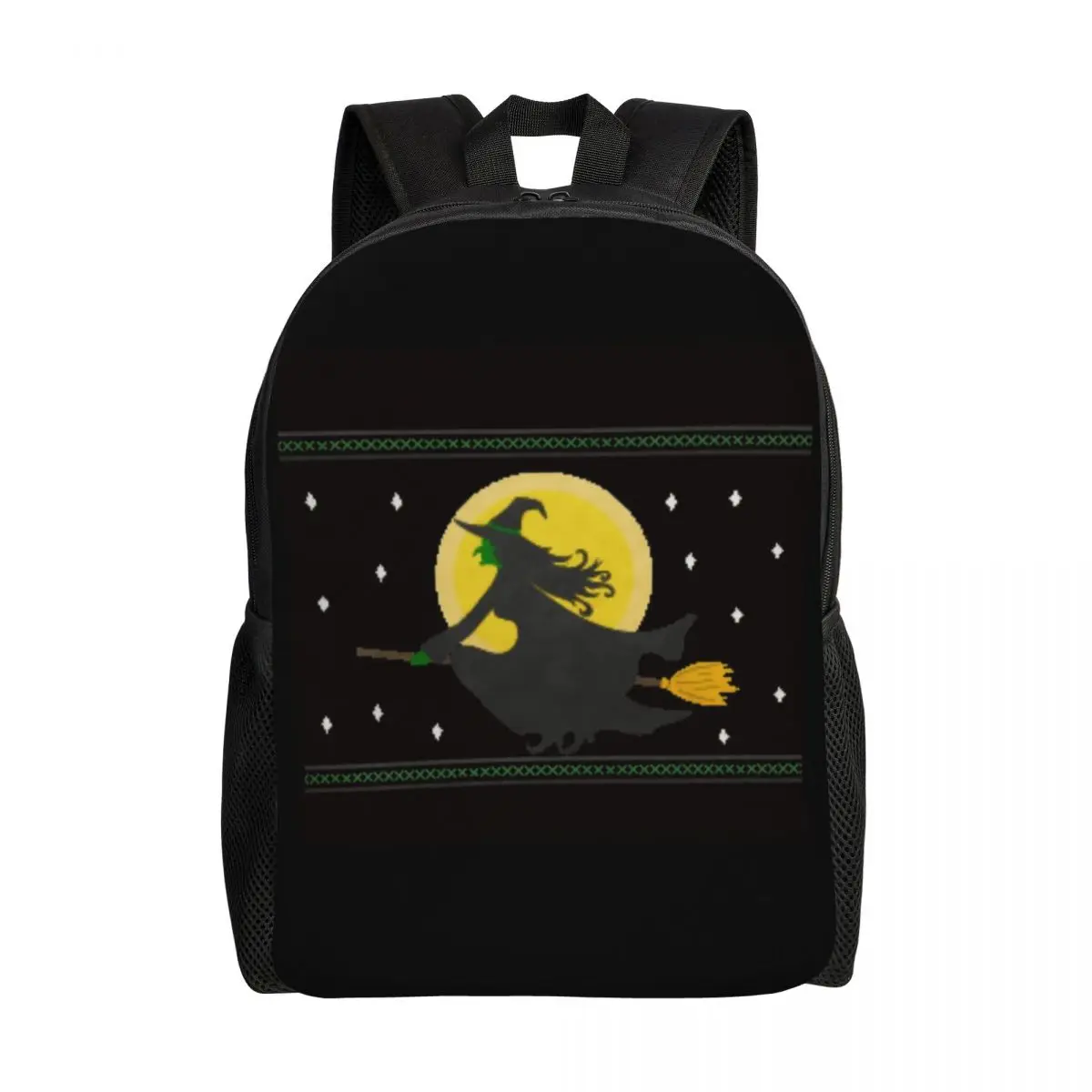 

3D Print Fun Halloween Witch Backpacks for Boys Girls School College Travel Bags Men Women Bookbag Fits 15 Inch Laptop