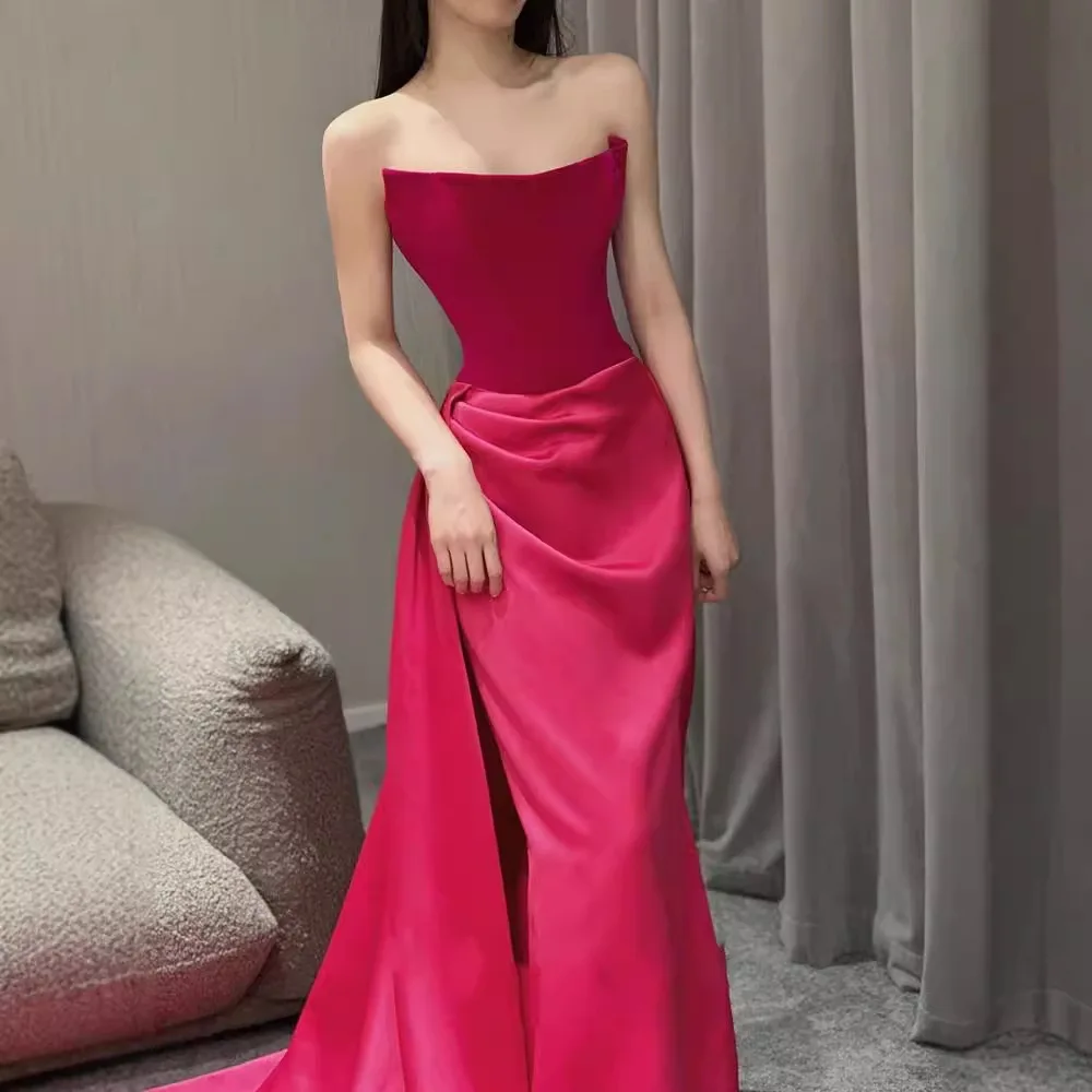 Luxuriöse Abendkleider, maßgeschneidert, klassisch, plissiert, Meerjungfrau, trägerlos, lange Kleider, rückenfrei, elegantes formelles Abschlussballkleid für Geburtstagsfeiern