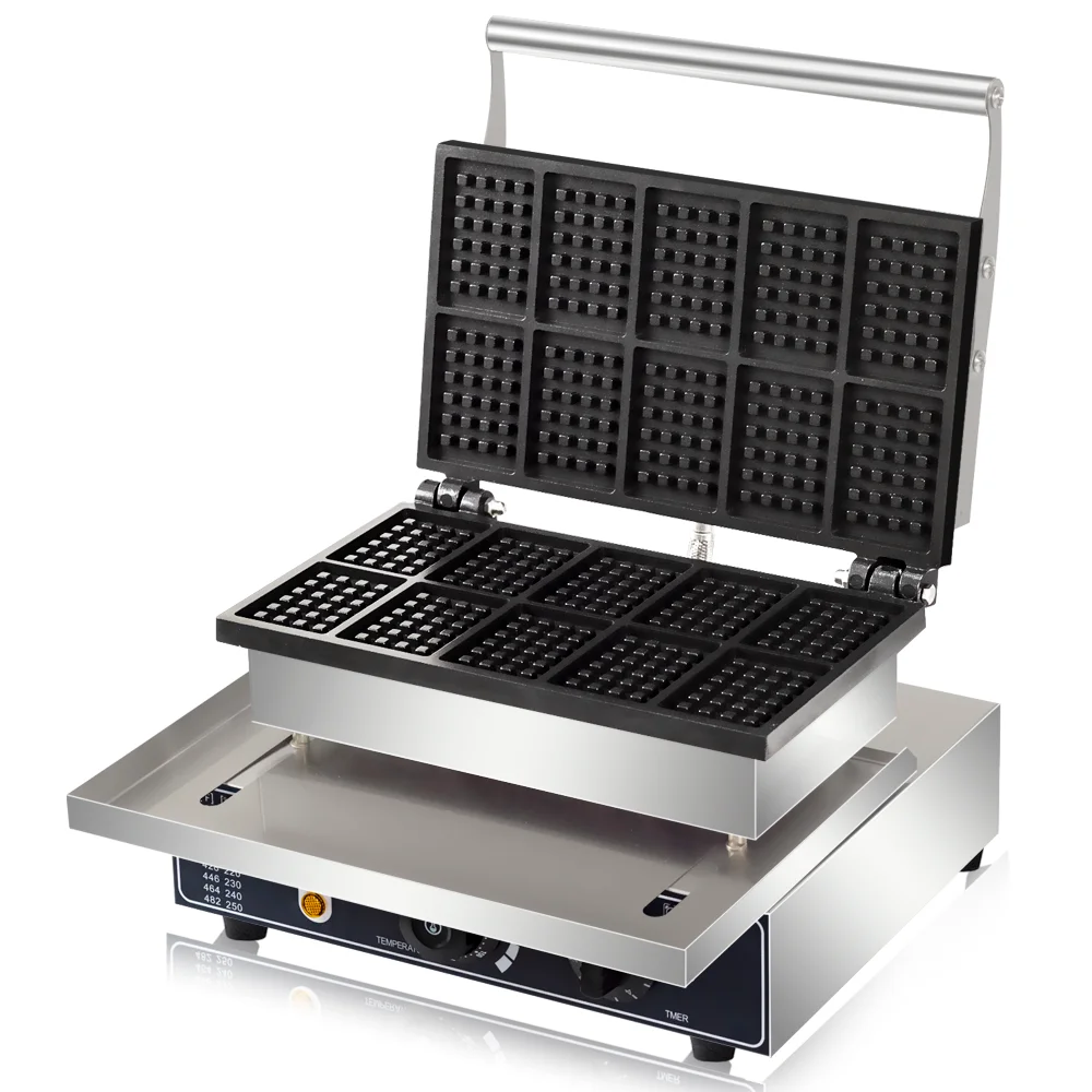 110 فولت/220 فولت التجارية الكهربائية 10 قطعة بلجيكا صانع الوافل فقاعة البيض كعكة فرن الإفطار آلة الوافل