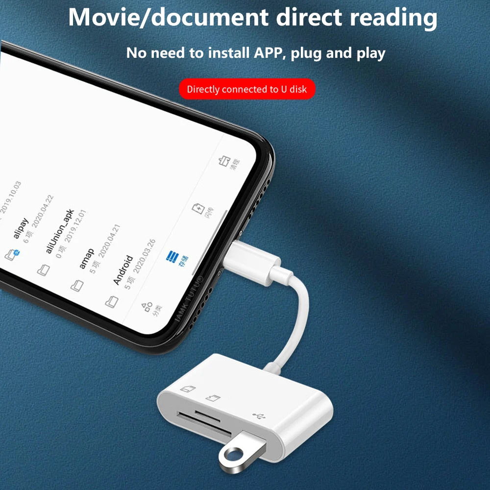 TISHRIC 3 In 1 Card Reader Android Micro USB External U Disk Keyboard/Mouse/Camera /TF Card/SD Card/ Flash Drive Card Adapter