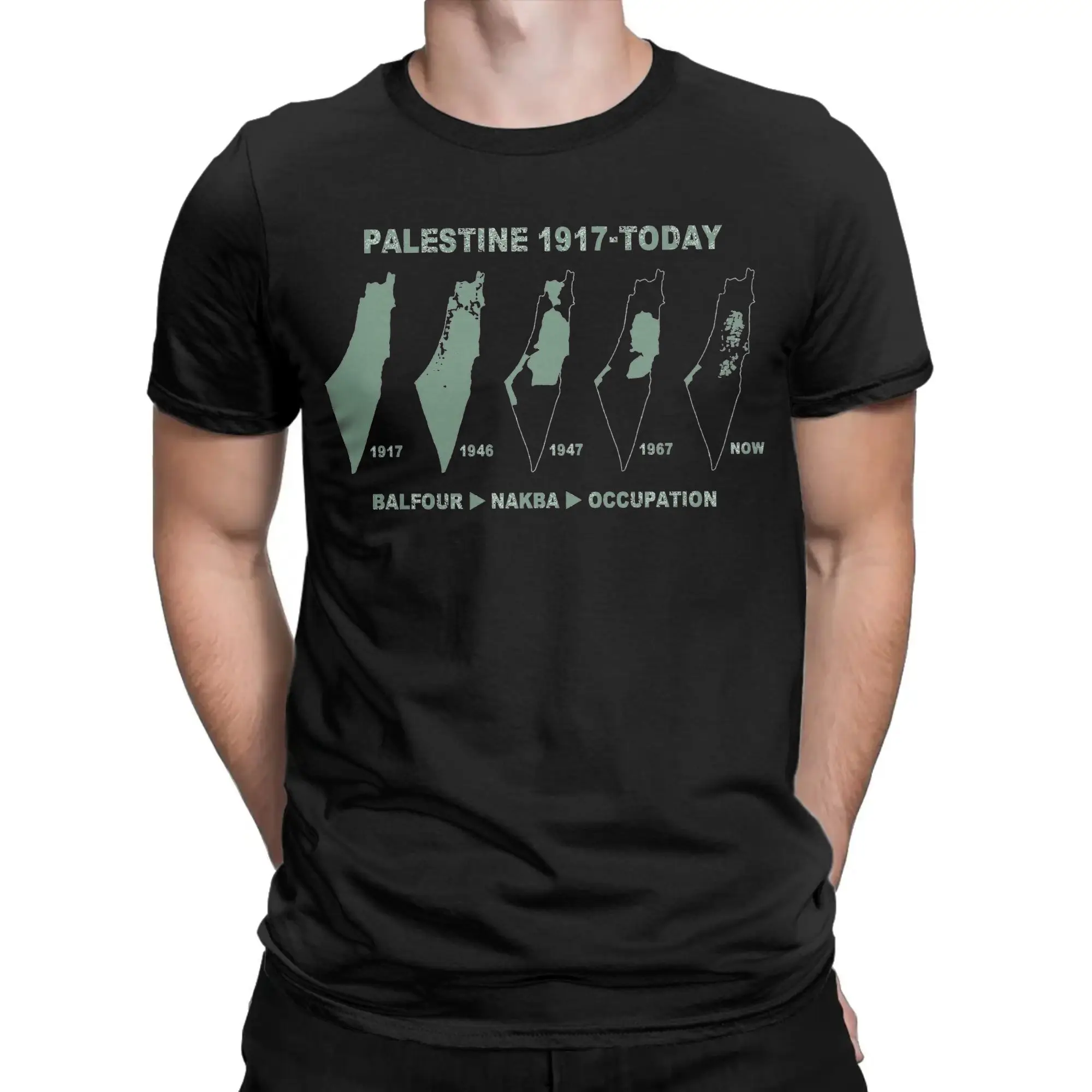 Palestine Map 100 Cotton T-Shirt For Men Summer Palestinian Y2K Basic T Shirts O Neck Hippie Tees Oversized Printed Clothing
