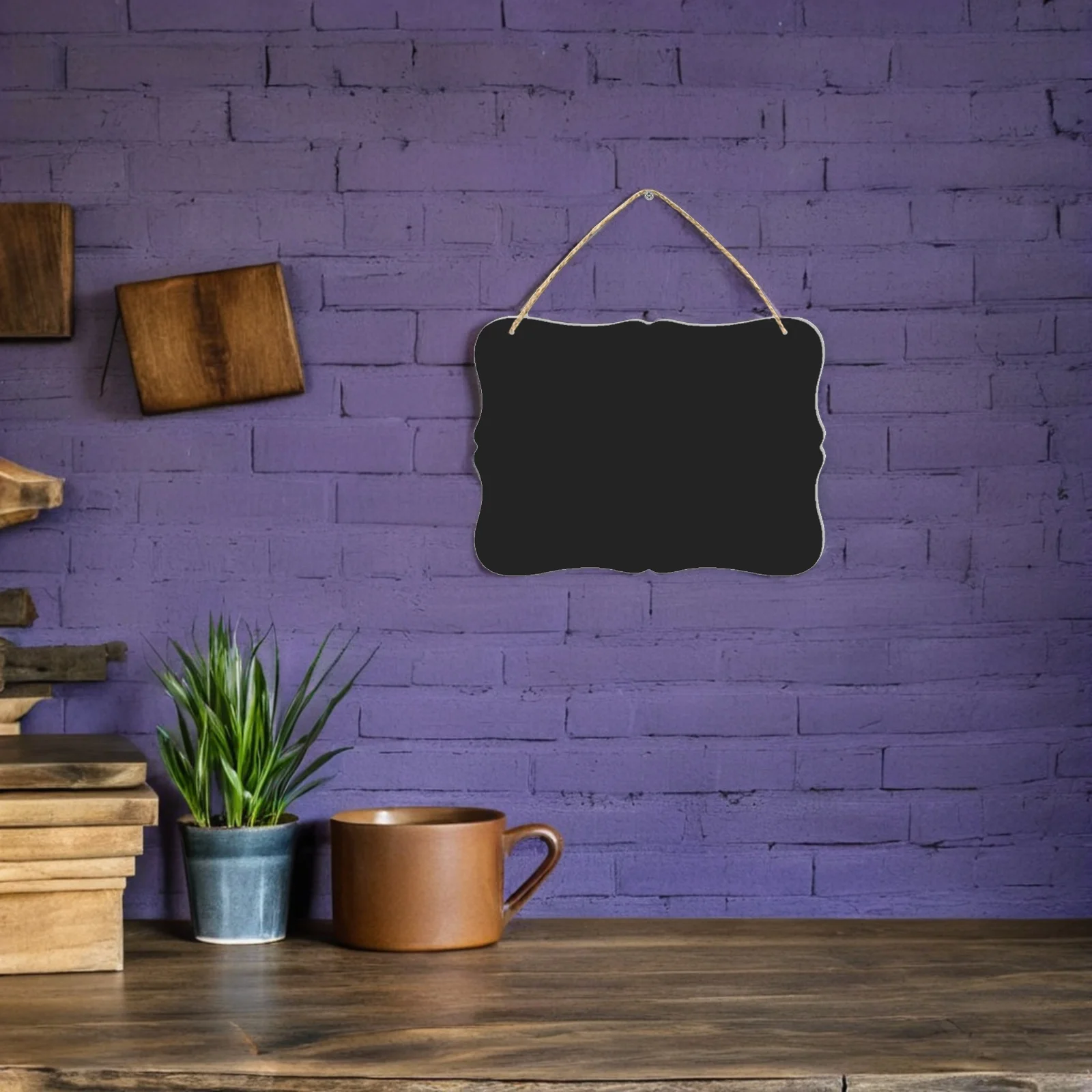 

Double Sided Chalkboard Sign Reusable Message Board with Hanging Rope for Notice Wall Decor Display in Kitchen Office 160207