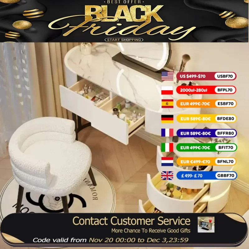 

Modern White Chair Vanity Table Nordic Aesthetic Living Room Makeup Dresser Drawers Luxury Tocador Mueble Bedroom Furniture