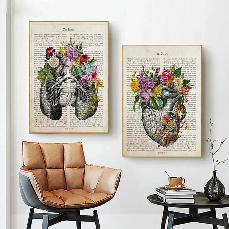 Brain Art Poster Flower Anatomy Print Psychology Neurologist Doctor Gift Medical Wall Art Canvas Painting Clinic Home Decoration