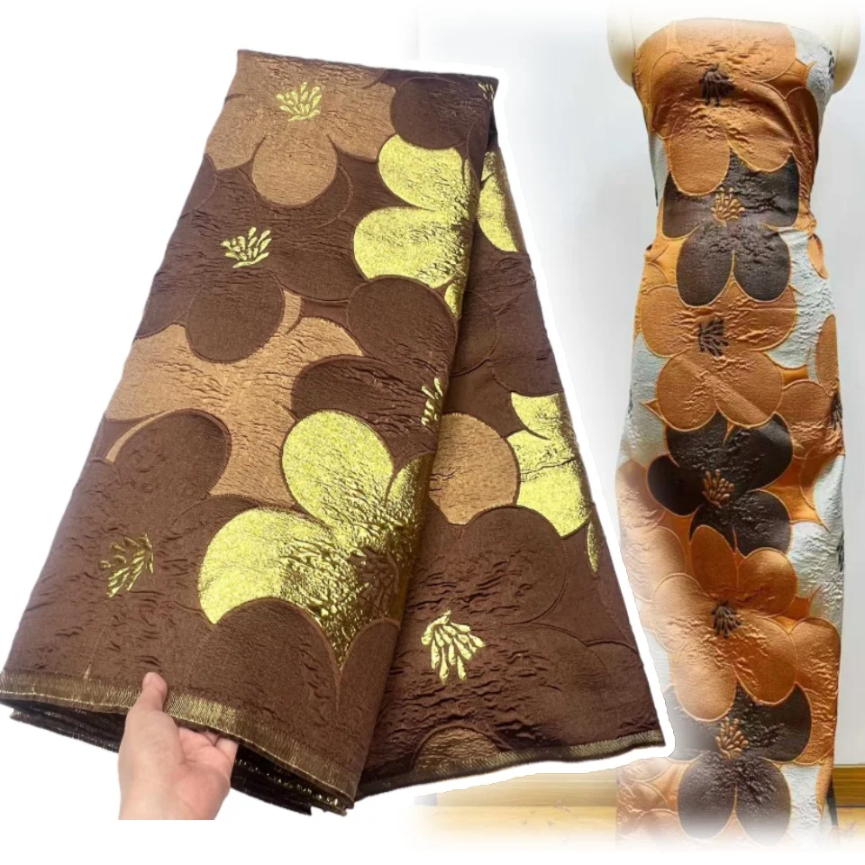 

Party Season Nigerian Brocade Lace Fabric High Quality 2025 African Lace Fabric Jacquard for Wedding Party Dress Sewing AH1694