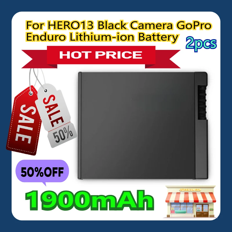 

2pcs For HERO13 Black Camera GoPro Enduro 1900mAh Lithium-ion Battery