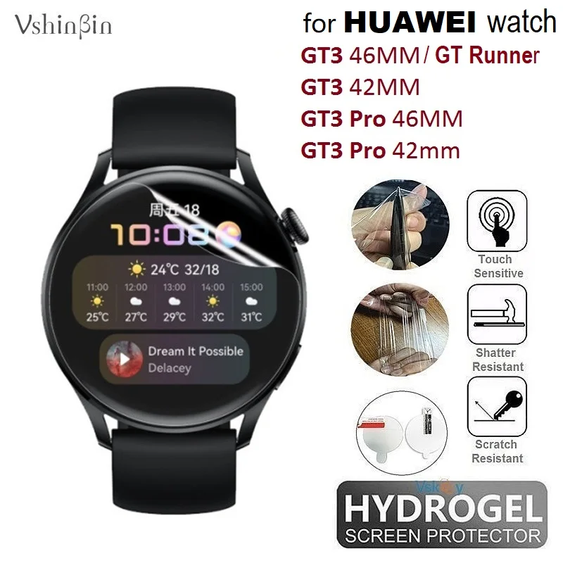 10 قطعة طبقة رقيقة واقية هيدروجيل لينة من البولي يوريثان لهواوي ساعة GT3 برو 43 مللي متر 46 مللي متر GT عداء ساعة ذكية HD واقي شاشة شفاف