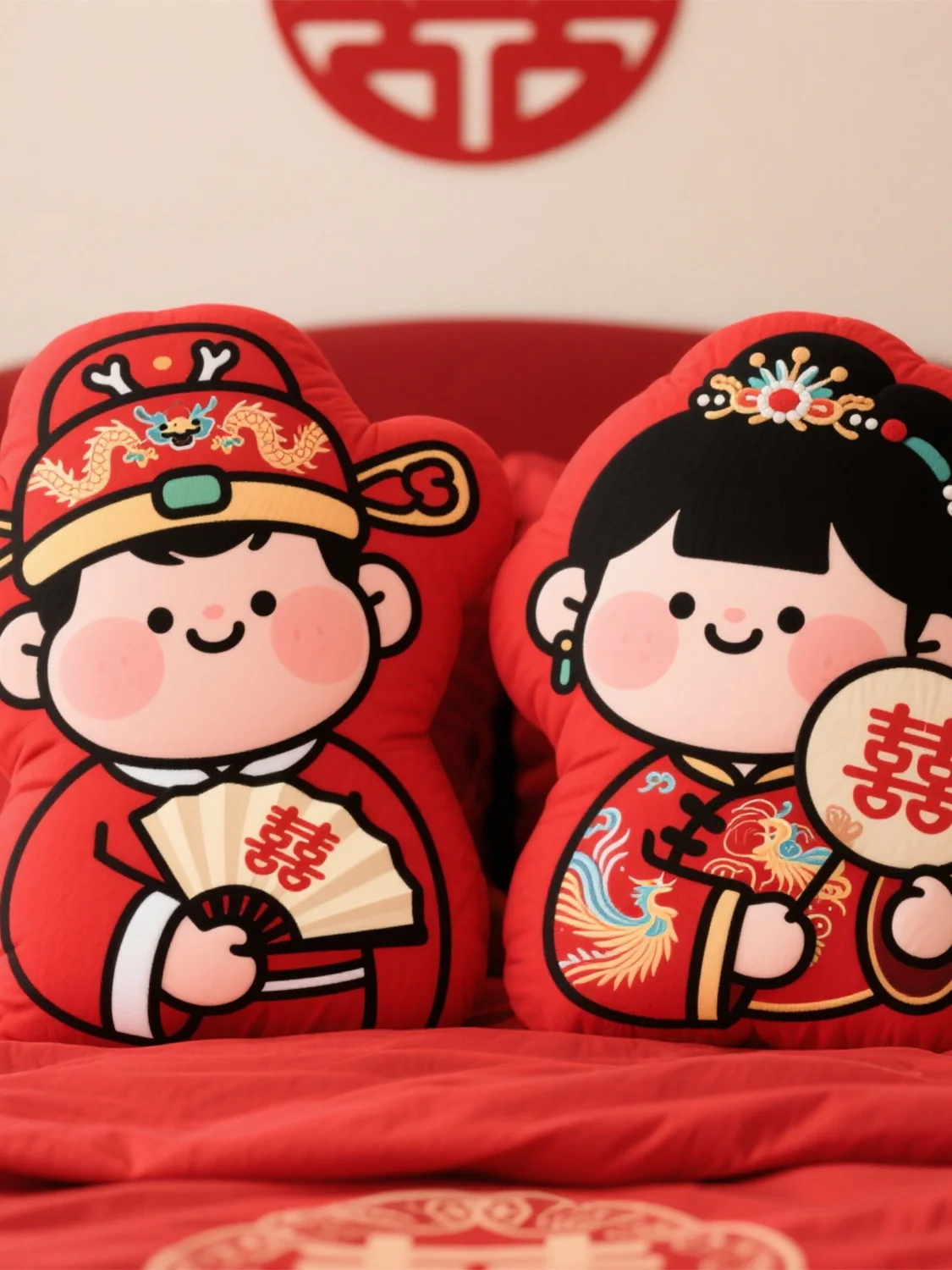 結婚式のカップル人形枕セット高級ギフト寝具プレス人形漫画スタイル結婚式のお祝い用品