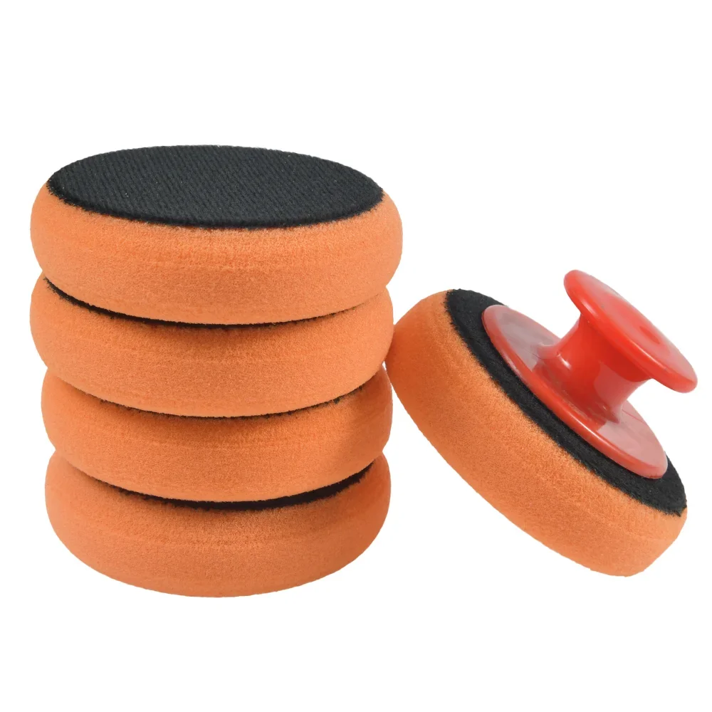 6Pcs/Set Car Wax Wash Polish Pad Sponge Cleaning Foam Kit Terry Cloth Microfiber Applicator Pads W/ Gripper Handle Car-Styling