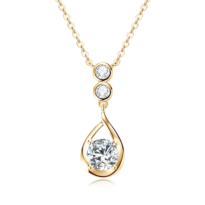 IOGOU Trendy D1.20CT Moissanite Diamond Waterdrop Pendant Necklace 925 Sterling Silver for Women Gift Wedding Christmas Jewelry