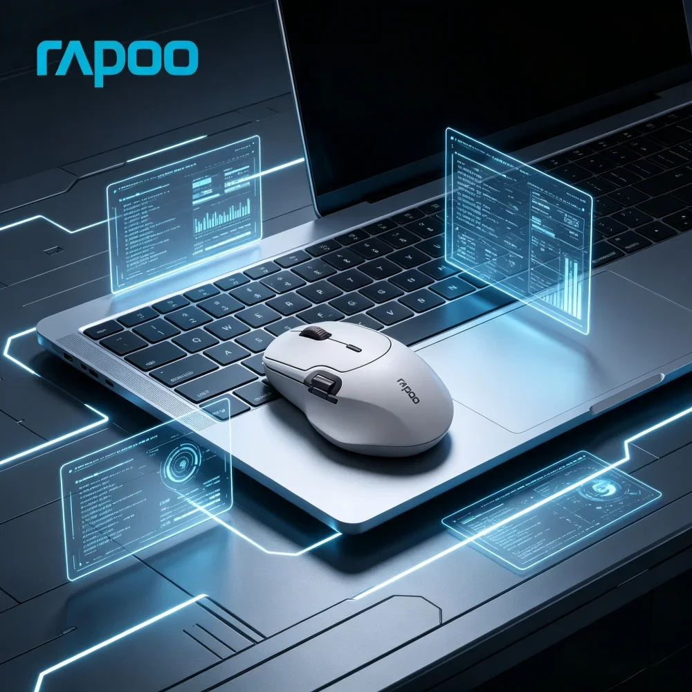 Rapoo MT560 3-Mode Wireless Ergonomic Mouse Hall Magnetic Knob Cross-Screen Custom Lightweight Gaming Mouse