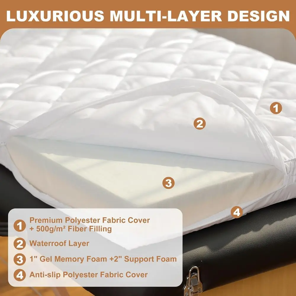 3.2 Inch Lash Bed Topper Set,Gel Memory oam Massage Bed Topper, Waterproo luy Pillow Top Cover or Spa Esthetician Wax,Includes W