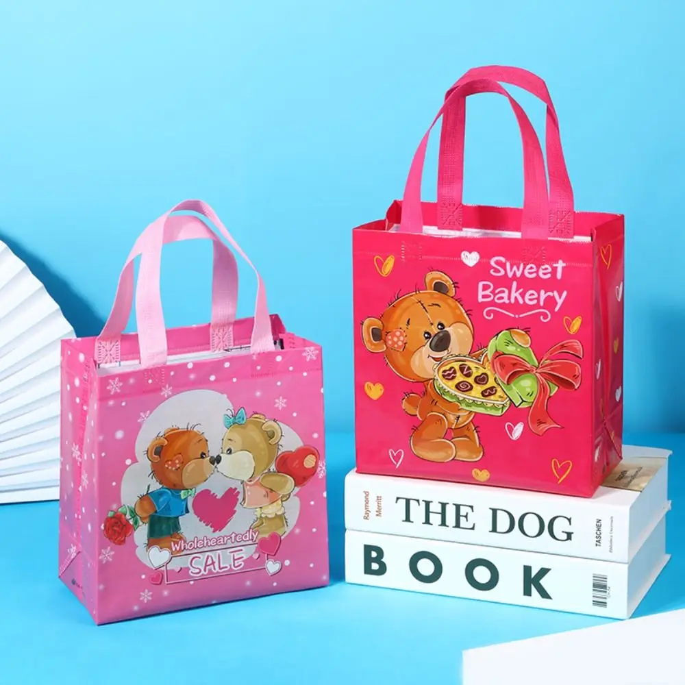 1 pz/4 pz amore orso stampato borsa stampa cartone animato grande capacità giocattolo stoccaggio zaino tessuto Non tessuto caramelle sacchetto regalo Shopping