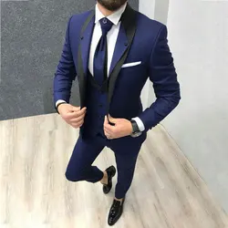 2024 Fashion New Men Leisure Boutique Business Solid Color Wedding Suit Coat Pants Vest 3 Pcs Set Dress Blazers Jacket Trousers