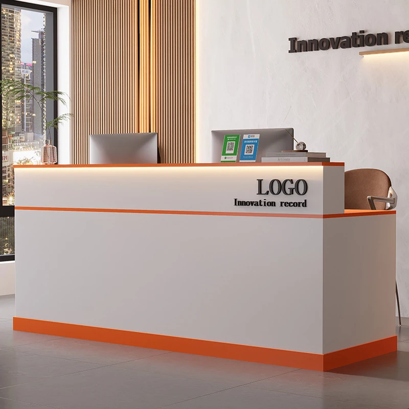 Banchi reception per hotel Cassettiera arancione Banchi reception classici Mobili reception angolari di lusso Mostrador
