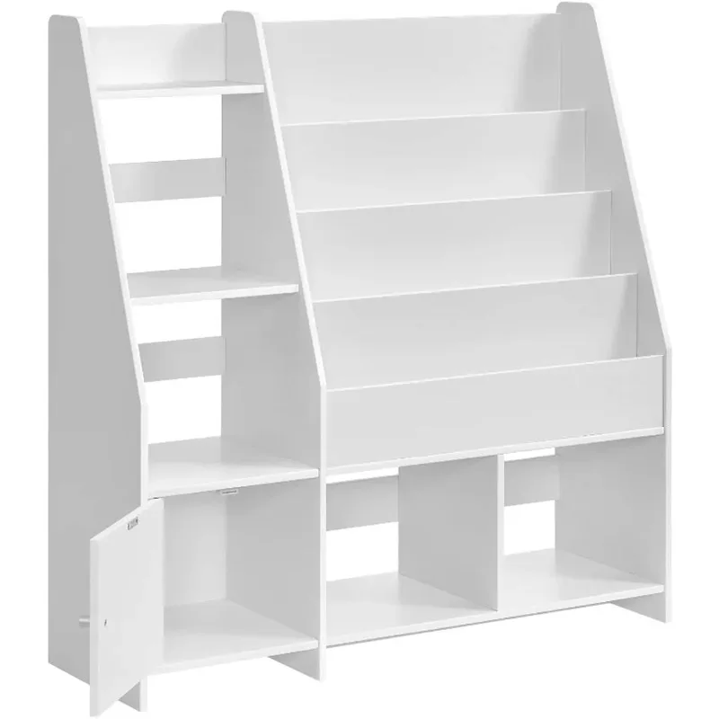 Modern Round Edge Wooden Floor Mounted Durable Kids Bookshelf with Step Shelves for Bedrooms, Playrooms, and Nurseries