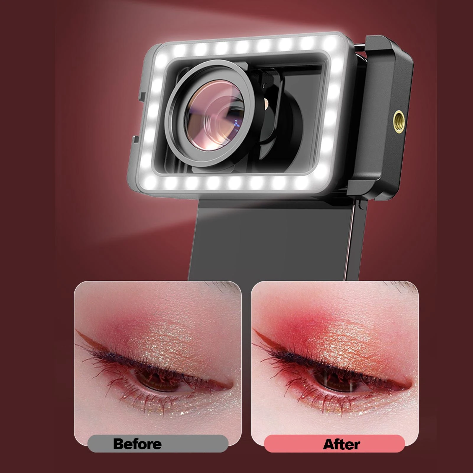 Andoer Phone LED Fill Light 2700-6500K Sturdy Pull Clip 17mm+37mm Thread Lens Adapter 95+ CRI for Kaleidoscope Lens