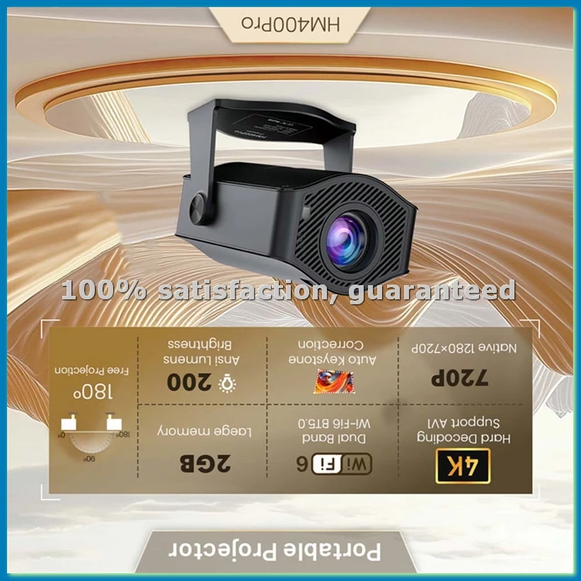 

PRO Projector 4K Android 11, 200 ANSI,Wifi6 BT5.0, 1280x720P Home Cinema & Outdoor EU PLUG-ABWO
