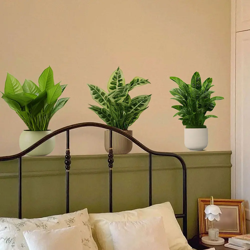 Flower Arrangement Adhesive Stickers Home Decor Creative Wall Decals Pvc Bonsai Greenery