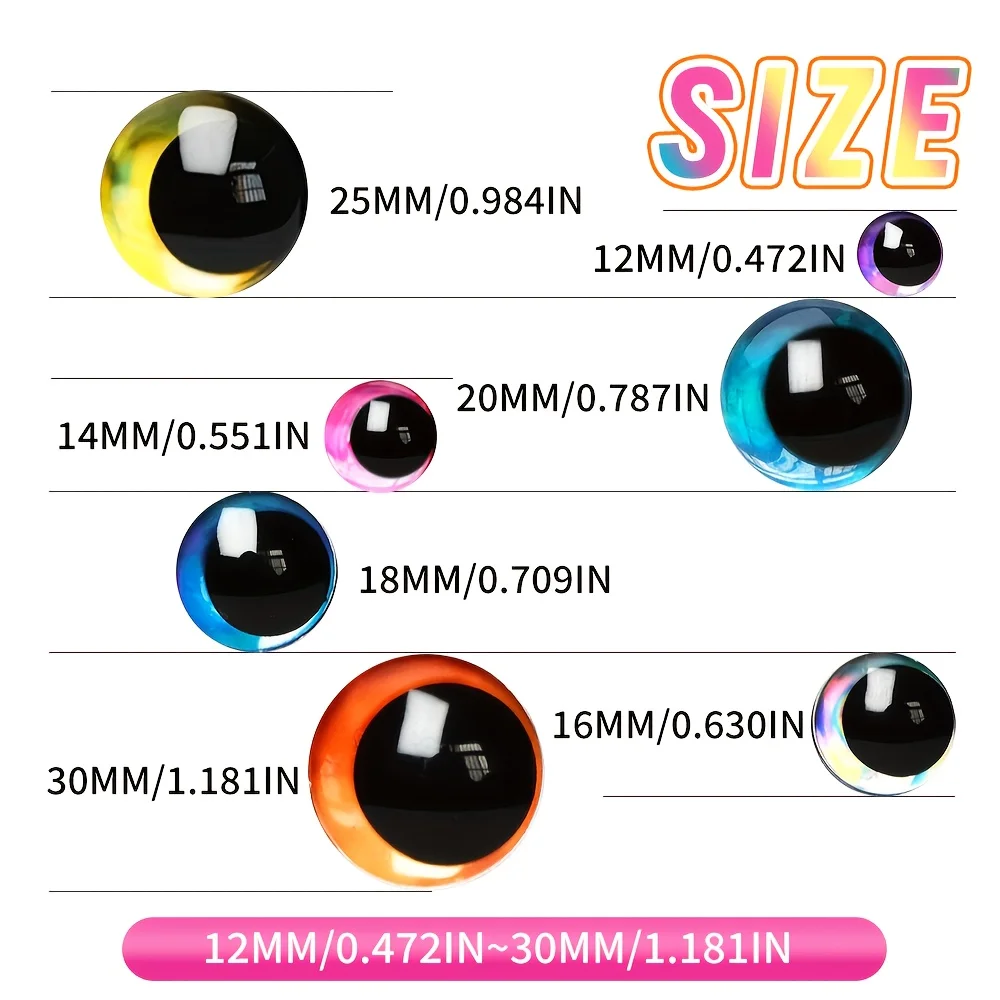 

20 шт. 3D-глазки с градиентным эффектом, 12-30 мм, пластиковые, для рукоделия, подходят для изготовления кукол своими руками и создания кукол ручной работы.