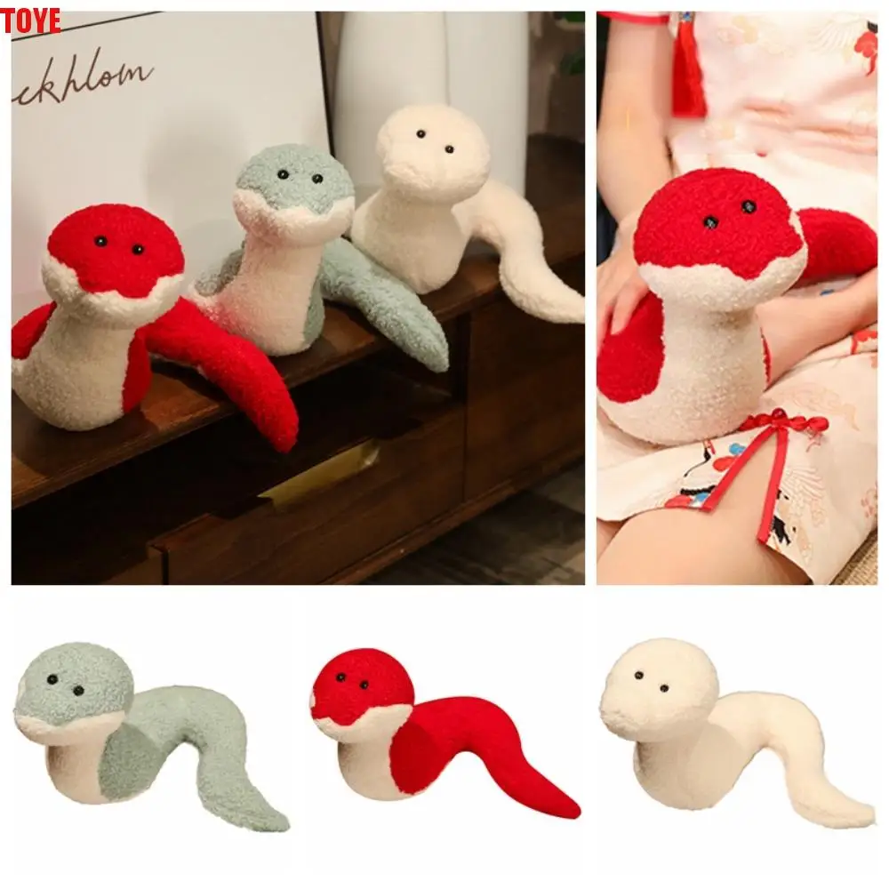 

Happy New Year Snake Year Plush Toy PP Cotton Simulation Snake Year Mascot Toy Red Creative Snake Doll Plushies Children