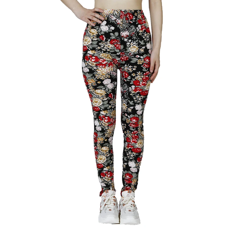 PD284 European and American Fashion Leggings, WOMEN\'S Floral Prints, Fitness and Leisure Leggings, High Elasticity Leggings