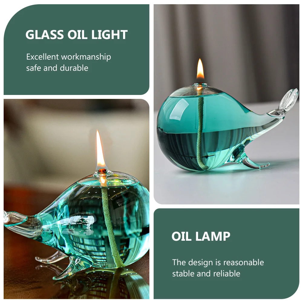 

Whale Design Decorative Oil Lamp Delicate Glass Ornament for Desktop Household Oil Light Adornment Lamp