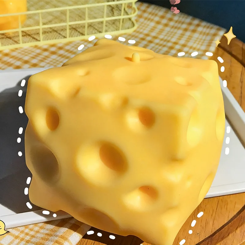 Juguetes Blandos de Queso Cuadrado para Apretar, de Rebote Lento, para Aliviar el Estrés, Juguete Sensorial Suave de Queso Mantequilla, Juguete Antiestrés, Regalo de Navidad