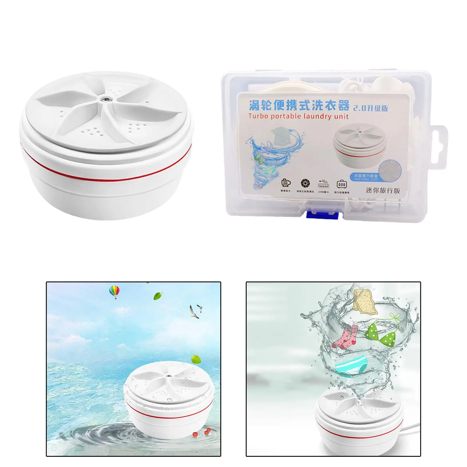 Portable Mini Washing Machine USB Powered Intelligent Timing Rechargable Cleaning Tool for Travel RV Home Outdoor Business Trip